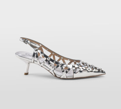 ASH DONNA Donna SLINGBACK PELLE ARGENTO BORCHIE 36, 38-2, 39-2, 40, 41-2 immagine n. 1/5