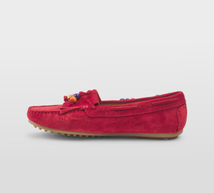 LE(S)CHICHES DONNA Donna MOCASSINO FRANGE CAMOSCIO ROSSO 36, 37-2, 38-2, 39-2, 40 immagine n. 2/5