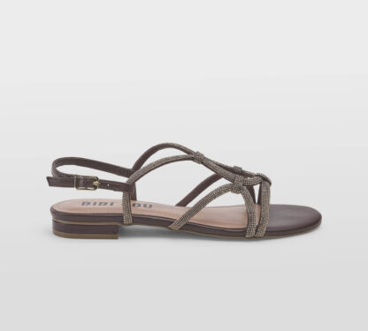 BIBI LOU DONNA Donna SANDALO IN PELLE MARRONE SWAROVSKY 36, 37-2, 38-2, 39-2, 40, 41-2 immagine n. 1/5