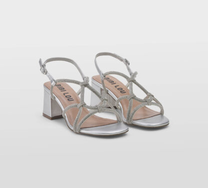 BIBI LOU DONNA Donna SANDALO PELLE ARGENTO SWAROVSKY 36, 37-2, 38-2, 39-2, 40, 41-2 immagine n. 3/5