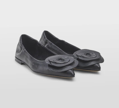 POMME D'OR DONNA Donna BALLERINA CON  FIORE IN NAPPA NERO 37-2, 37, 38-2, 38, 39-2, 40, 41-2 immagine n. 3/5