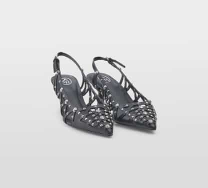 ASH DONNA Donna SLINGBACK PELLE NERO BORCHIE 36, 37-2, 38-2, 39-2, 41-2 immagine n. 3/5