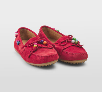 LE(S)CHICHES DONNA Donna MOCASSINO FRANGE CAMOSCIO ROSSO 36, 37-2, 38-2, 39-2, 40 immagine n. 3/5