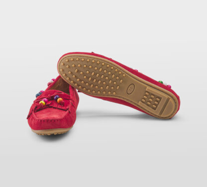 LE(S)CHICHES DONNA Donna MOCASSINO FRANGE CAMOSCIO ROSSO 36, 37-2, 38-2, 39-2, 40 immagine n. 5/5