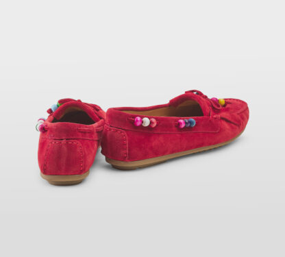 LE(S)CHICHES DONNA Donna MOCASSINO FRANGE CAMOSCIO ROSSO 36, 37-2, 38-2, 39-2, 40 immagine n. 4/5