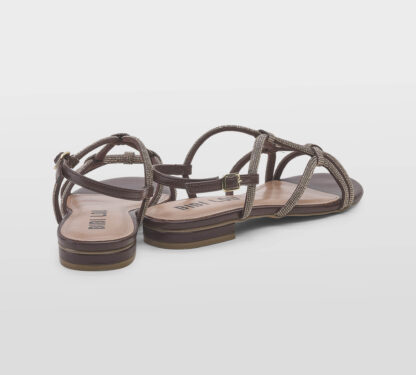 BIBI LOU DONNA Donna SANDALO IN PELLE MARRONE SWAROVSKY 36, 37-2, 38-2, 39-2, 40, 41-2 immagine n. 4/5