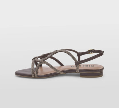 BIBI LOU DONNA Donna SANDALO IN PELLE MARRONE SWAROVSKY 36, 37-2, 38-2, 39-2, 40, 41-2 immagine n. 2/5