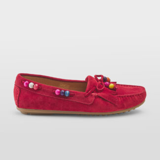 LE(S)CHICHES DONNA Donna MOCASSINO FRANGE CAMOSCIO ROSSO 36, 37-2, 38-2, 39-2, 40 immagine n. 1/5