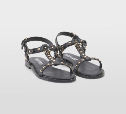 BIBI LOU DONNA Donna SANDALO PELLE NERO BORCHIE 36, 38-2, 39-2, 40, 41-2 immagine n. 3/5
