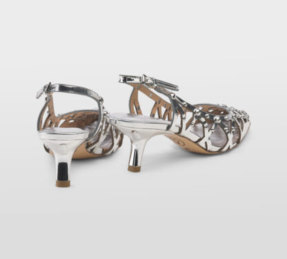 ASH DONNA Donna SLINGBACK PELLE ARGENTO BORCHIE 36, 38-2, 39-2, 40, 41-2 immagine n. 4/5