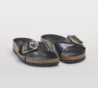 BIRKENSTOCK DONNA CIABATTA ANATOMICA MADRID BIG BUCKLE PELLE SPAZZOLATA NERO 35, 36, 37-2, 38-2, 39-2, 40, 41-2 immagine n. 3/5