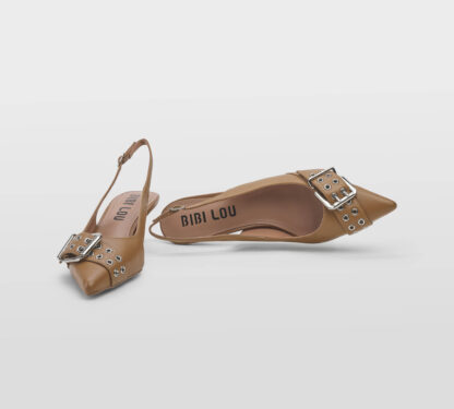 BIBI LOU DONNA CALZATURE SLING BACK PELLE CUOIO FIBBIA 36, 37-2, 38-2, 39-2, 40, 41-2 immagine n. 5/5
