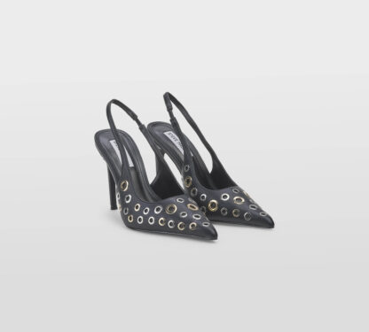 steve madden DONNA Donna SLINGBACK PELLE NERO BORCHIE 36, 37-2, 37, 38-2, 38, 40, 41-2 immagine n. 3/5