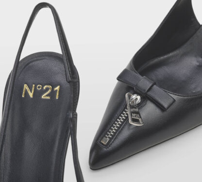 N° 21 DONNA Donna SLINGBACK PELLE NERO ZIP 37-2, 38-2, 38, 40, 41-2 immagine n. 4/5