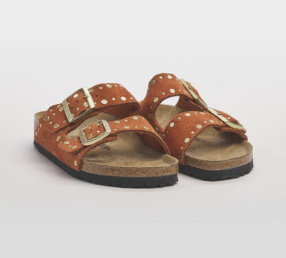 BIRKENSTOCK DONNA CIABATTA ANATOMICA ARIZONA CAMOSCIO DARK RUST RIVET 35, 36, 37-2, 38-2, 39-2, 40, 41-2 immagine n. 3/5