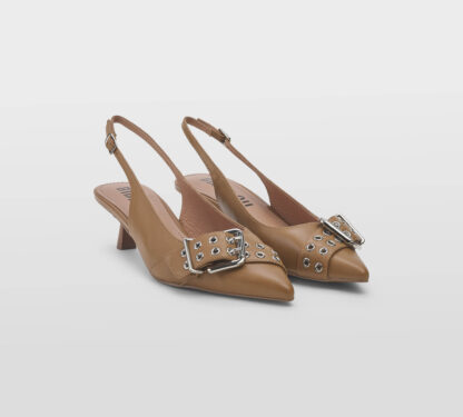 BIBI LOU DONNA CALZATURE SLING BACK PELLE CUOIO FIBBIA 36, 37-2, 38-2, 39-2, 40, 41-2 immagine n. 3/5
