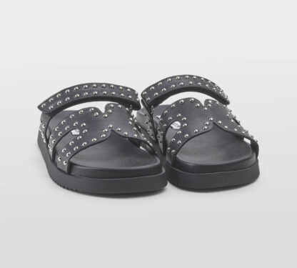 steve madden DONNA Donna CIABATTA NERO BORCHIE ARGENTO 35-2, 36, 37-2, 37, 38-2, 38, 39-2, 40, 41-2 immagine n. 3/5