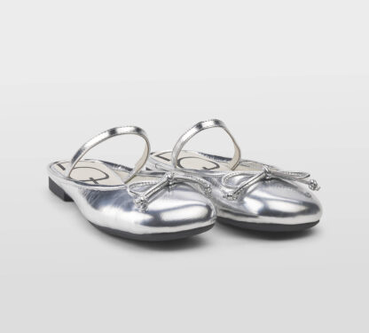 LOAFER DONNA Donna MULE FIOCCO PELLE ARGENTO SPECCHIO 36, 37-2, 38-2, 39-2, 40, 41-2 immagine n. 3/5