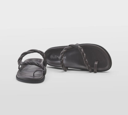 ELENA iachi DONNA Donna CIABATTA INTRECCIATA PELLE MORO 36, 37-2, 38-2, 39-2, 40, 41-2 immagine n. 5/5