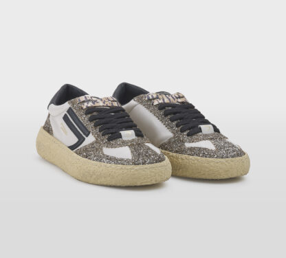PURAI DONNA Donna SNEAKERS PELLE BIANCO GLITTER ORO 36, 37-2, 38-2, 40 immagine n. 3/5