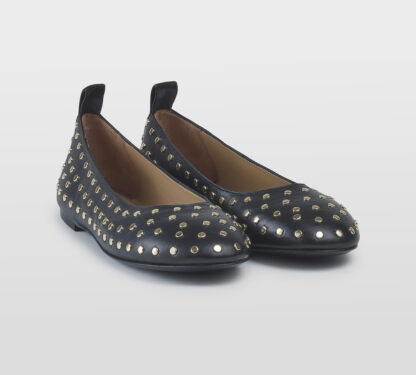 PROSPERINE DONNA Donna BALLERINA PELLE NERO BORCHIE 36, 37-2, 37, 38-2, 39-2, 40, 41-2 immagine n. 3/5