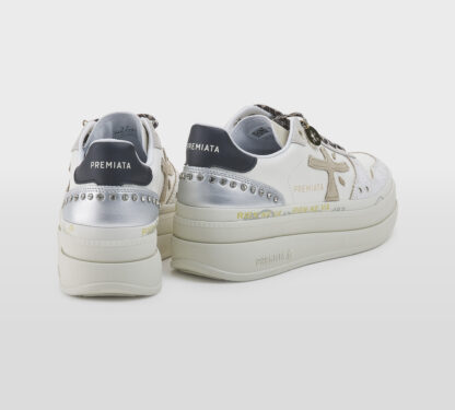 premiata DONNA Donna SNEAKERS MICOL BIANCO ARGENTO 36, 37-2, 38-2, 39-2, 40 immagine n. 4/5