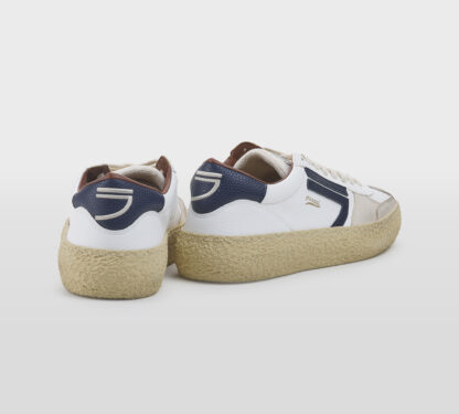 PURAI UOMO CALZATURE SNEAKERS PELLE BIANCO BLU 40, 41-2, 42, 43-2, 44-2, 45-2 immagine n. 4/5