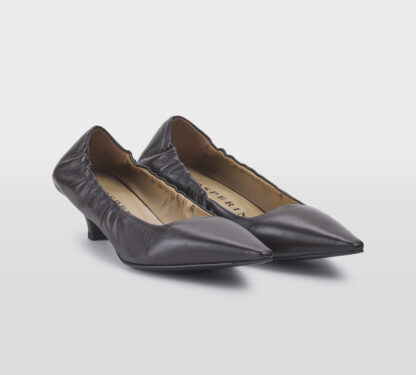 PROSPERINE DONNA DECOLLETTE' DECOLLETTE' ARRICCIATA PELLE CHOCOLATE 36, 37-2, 37, 38-2, 39-2, 40, 41-2 immagine n. 3/5
