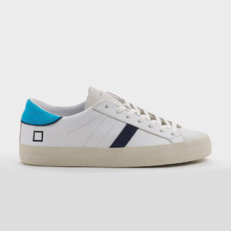 D.A.T.E UOMO CALZATURE SNEAKERS PELLE BIANCO AZZURRO 40, 41-2, 42, 43-2, 44-2, 45-2 immagine n. 1/5