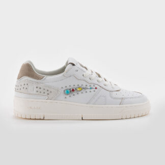 D.A.T.E DONNA Donna SNEAKERS IN PELLLE BIANCO BORCHIE PERLINE 36, 37-2, 38-2, 39-2, 40, 41-2 immagine n. 1/5